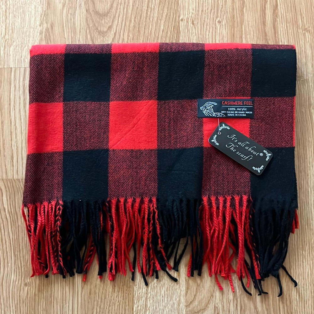 Cashmere feel plaid scarf